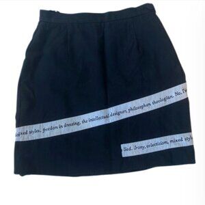 Vintage Moschino Cheap and Chic ‘80s miniskirt black rayon word print poetry 6